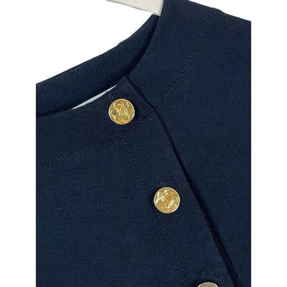 Draper James Sailor Button Knit Dress Nassau Navy Medium Nautical Sophisticated - Picture 8 of 16